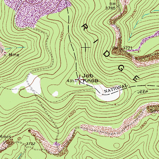 Topographic Map of Job Knob, WV