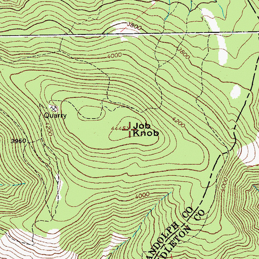 Topographic Map of Job Knob, WV
