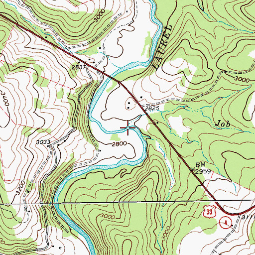 Topographic Map of Job Run, WV