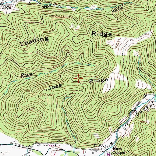 Topographic Map of Joes Ridge, WV