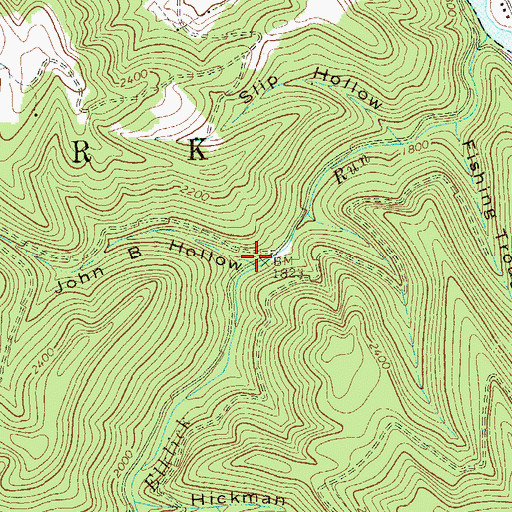 Topographic Map of John B Hollow, WV