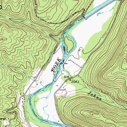 Topographic Map of Johns Run, WV