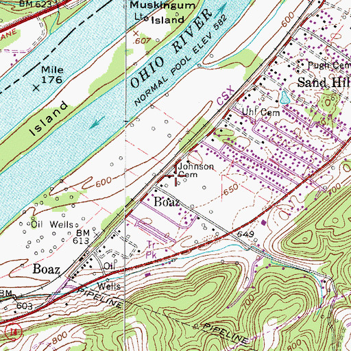 Topographic Map of Johnson Cemetery, WV