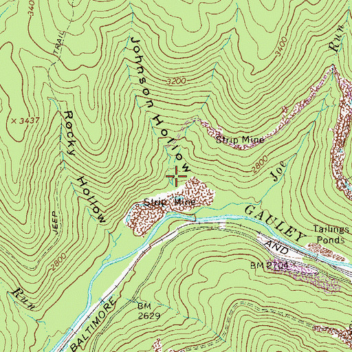 Topographic Map of Johnson Hollow, WV