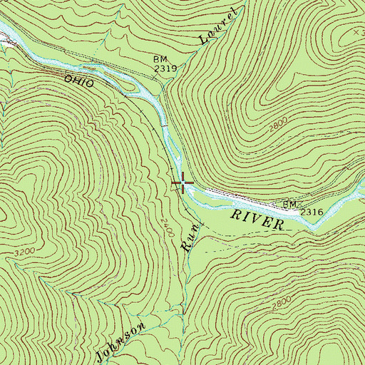 Topographic Map of Johnson Run, WV