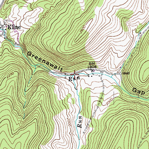 Topographic Map of Johnson Run, WV
