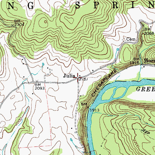 Topographic Map of Julia, WV