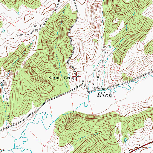 Topographic Map of Karnes Cemetery, WV