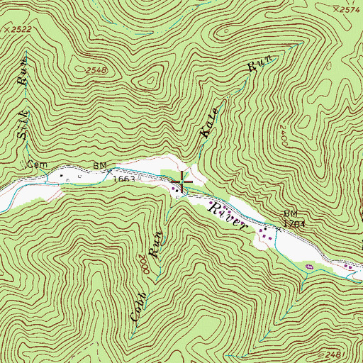 Topographic Map of Kate Run, WV