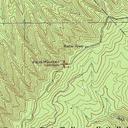 Topographic Map of Kates Mountain Overlook, WV