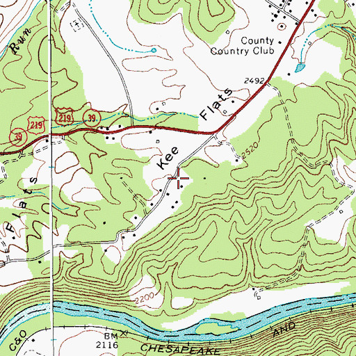 Topographic Map of Kee Flats, WV