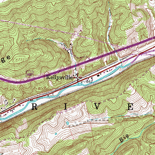 Topographic Map of Kellysville, WV