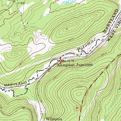 Topographic Map of Kempton Junction, WV