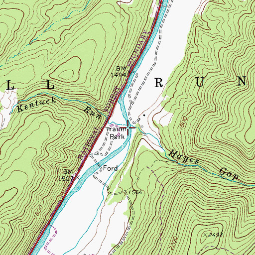 Topographic Map of Kentuck Run, WV