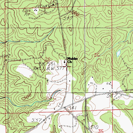 Topographic Map of Mulder Memorial United Methodist Church, AL