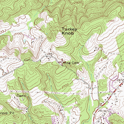Topographic Map of King Cemetery, WV