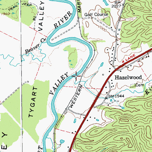 Topographic Map of Kings Run, WV