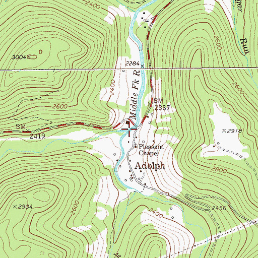 Topographic Map of Kittle Creek, WV
