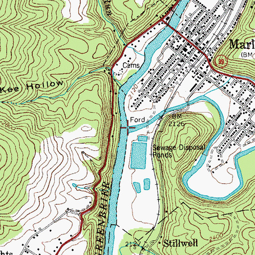 Topographic Map of Knapp Creek, WV