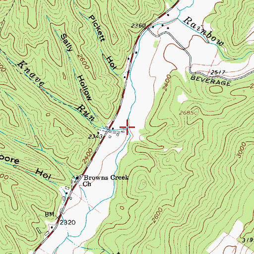 Topographic Map of Knave Run, WV