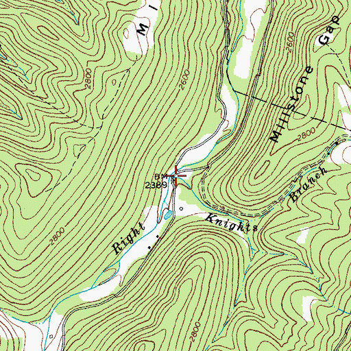 Topographic Map of Knights Branch, WV