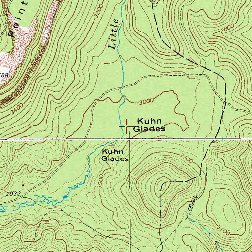 Topographic Map of Kuhn Glades, WV