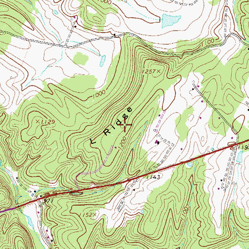 Topographic Map of L Ridge, WV