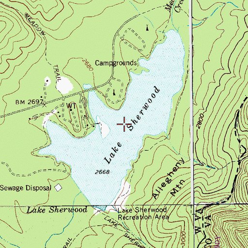 Topographic Map of Lake Sherwood, WV