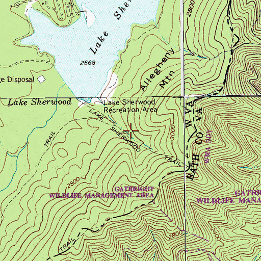 Topographic Map of Lake Sherwood Trail, WV