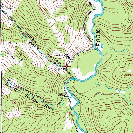 Topographic Map of Lambert Hollow, WV