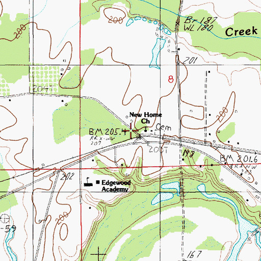 Topographic Map of New Home Missionary Baptist Church, AL