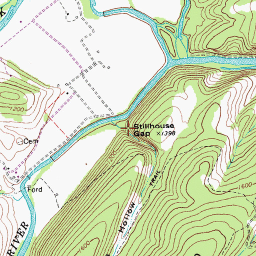 Topographic Map of Landes Hollow, WV