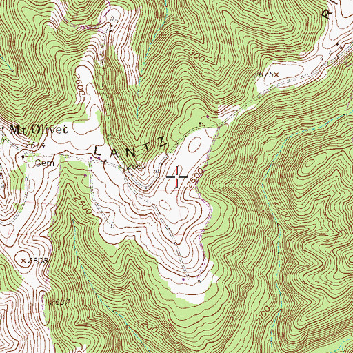 Topographic Map of Lantz Ridge, WV