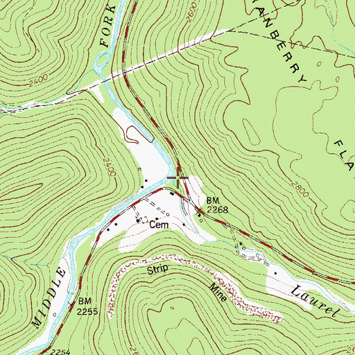 Topographic Map of Laurel Branch, WV