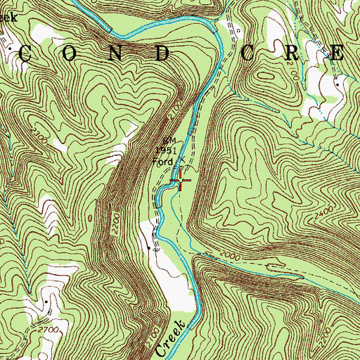 Topographic Map of Laurel Creek, WV