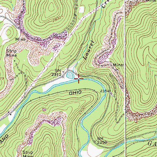Topographic Map of Laurel Creek, WV