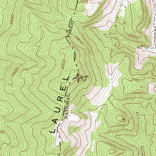 Topographic Map of Laurel Mountain, WV