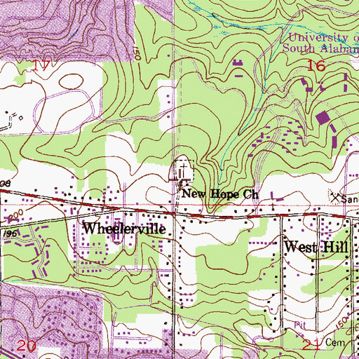 Topographic Map of New Hope Baptist Church, AL