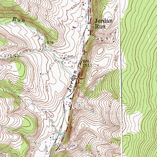 Topographic Map of Laurel Run, WV