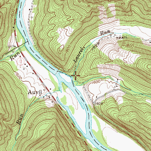 Topographic Map of Laurel Run, WV