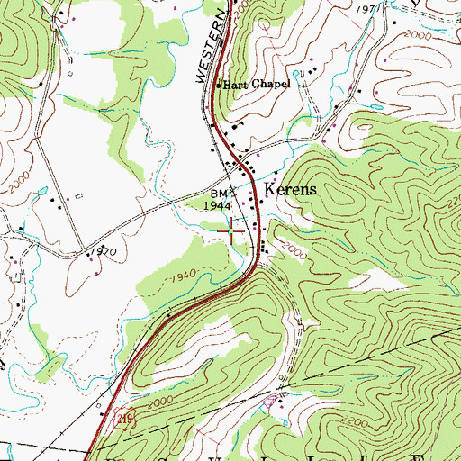 Topographic Map of Lazy Run, WV