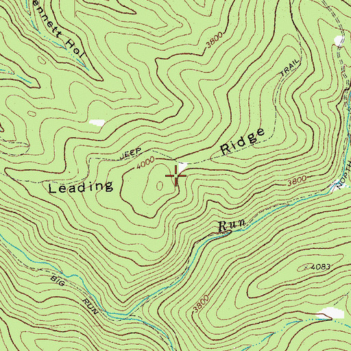 Topographic Map of Leading Ridge, WV