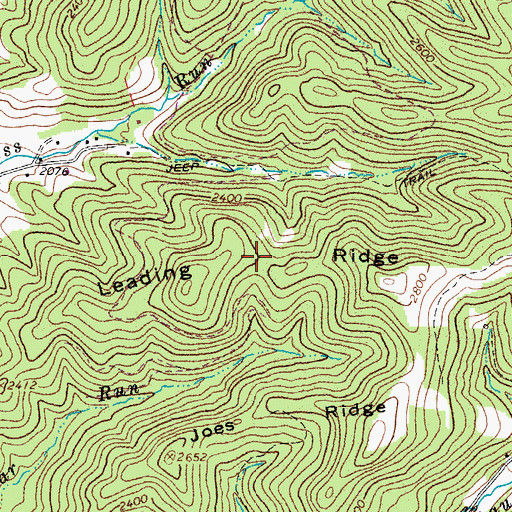 Topographic Map of Leading Ridge, WV