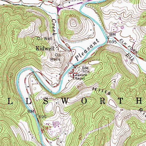 Topographic Map of Leasure Chapel, WV