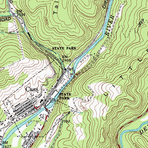 Topographic Map of Leatherbark Run, WV