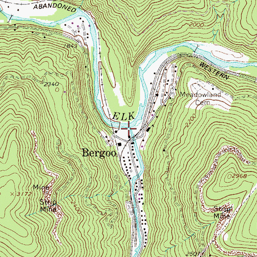 Topographic Map of Leatherwood Creek, WV