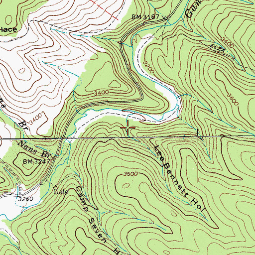 Topographic Map of Lee Bennett Hollow, WV