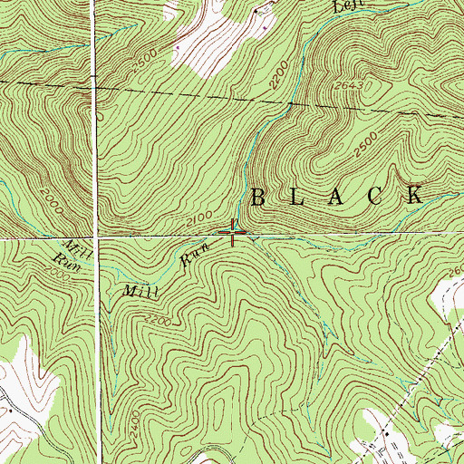Topographic Map of Left Branch Mill Run, WV