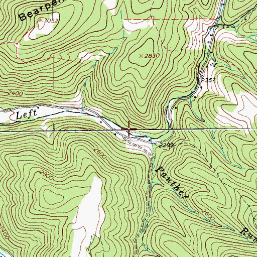 Topographic Map of Left Fork Chenoweth Creek, WV