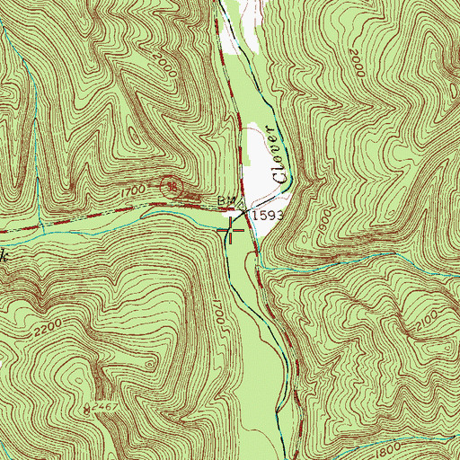 Topographic Map of Left Fork Clover Run, WV